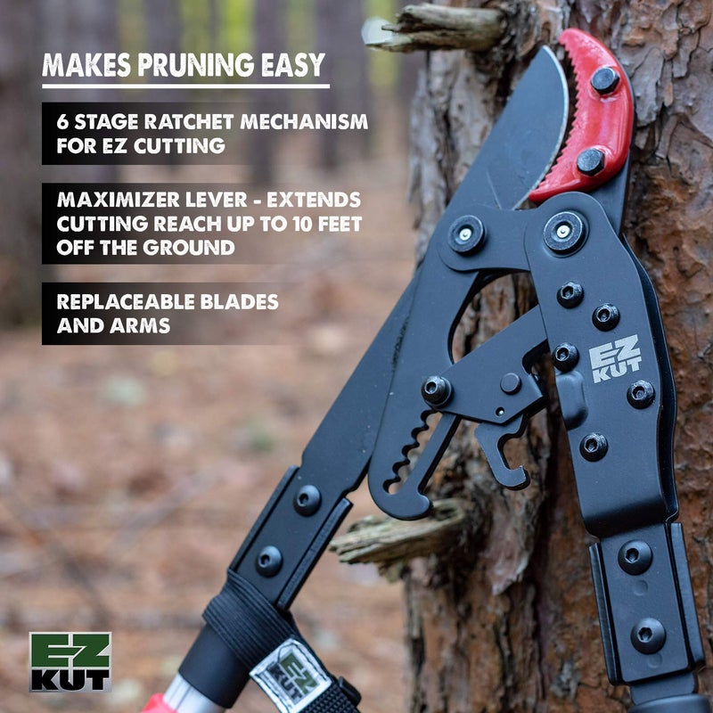 EZ Kut G2 Tree Trimmer Ratcheting Branch Cutter. Heavy Duty Branch Cutter. 42 inch Extendable Anvil Hand Loppers. Tree Pruner Trusted Since 1988. Chops Thick Branches with Ease. - Image 5